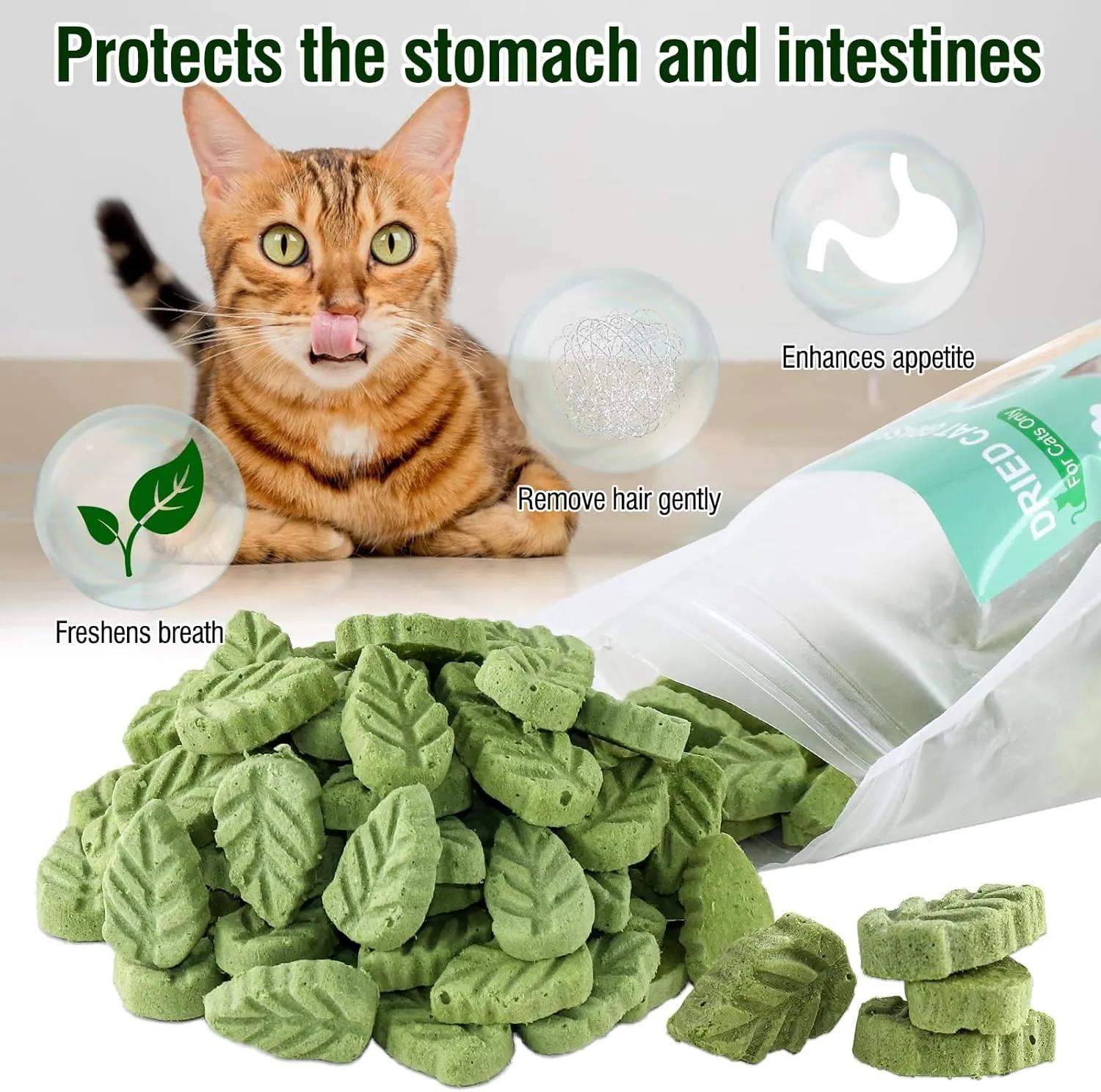 100g/3.52oz Cat Grass Treats, Cat Grass Teething Stick for Hairball Remove and Teeth Cleaning, Edible Cat Grass Stick Snack