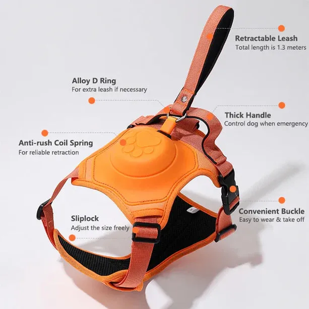 2 in 1 No Pull Dog Harness with Retractable Leash - Adjustable Breathable Dog Vest