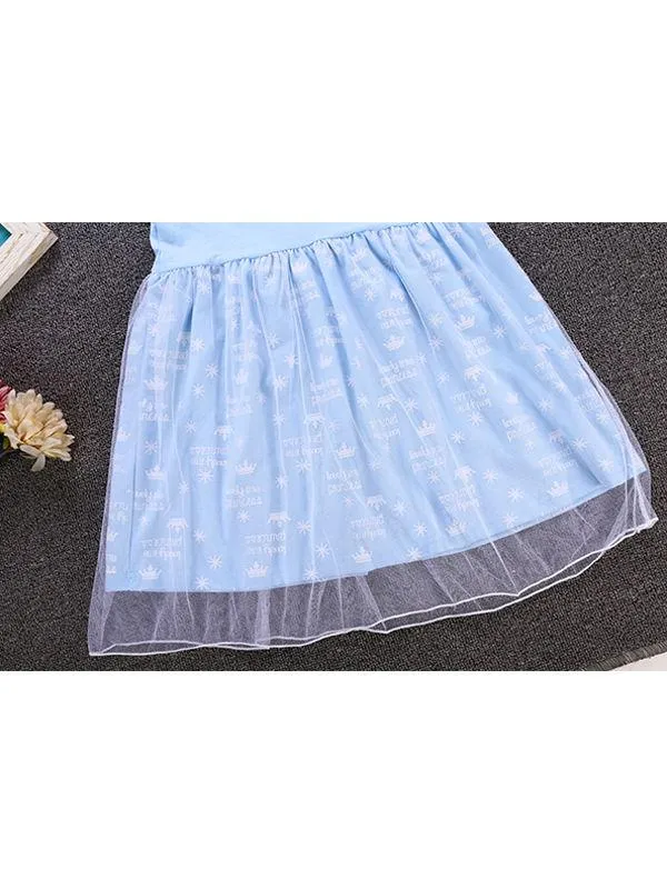 2 Kinds Floral Print Short Sleeves Bowknot Splicing Toddler Baby Girls Princess Party Dress
