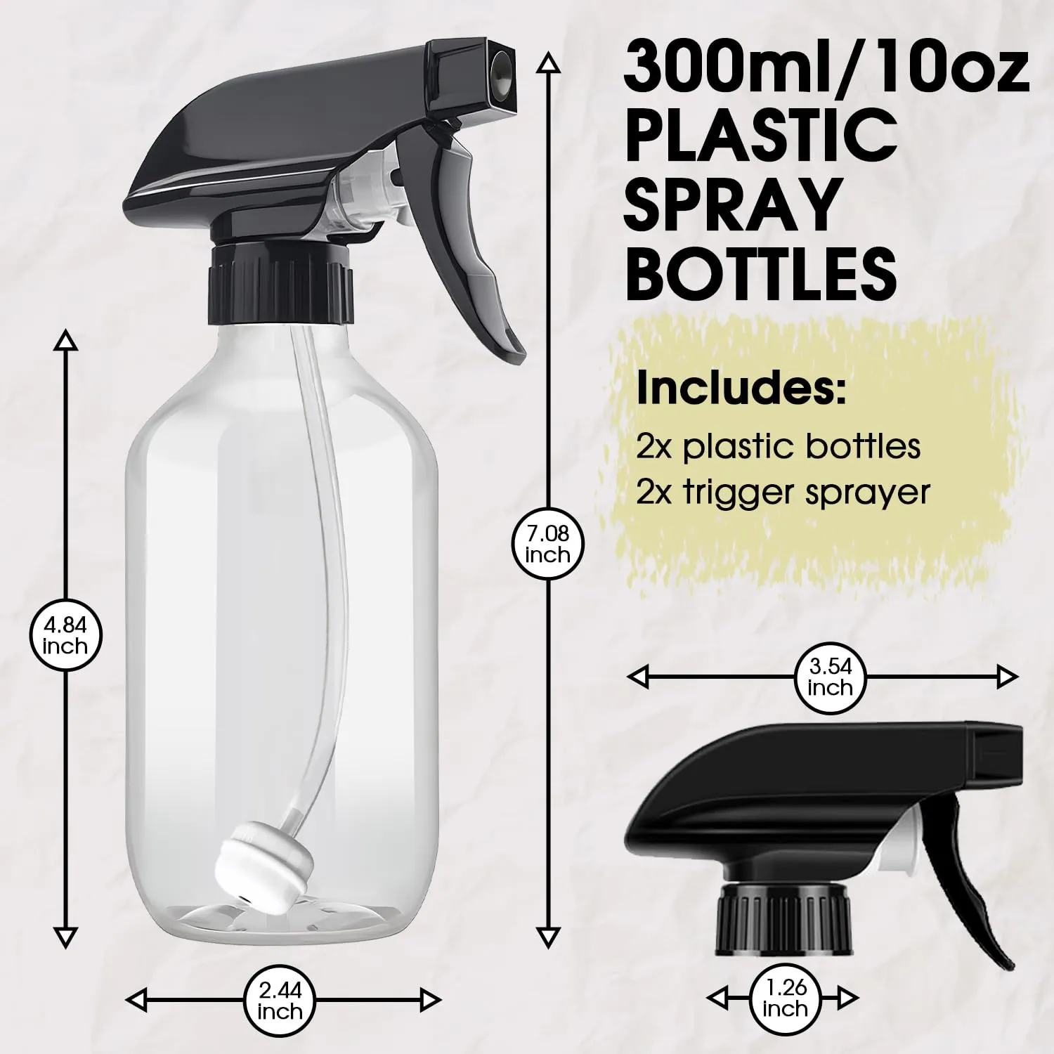 2 Packs Plastic Spray Bottles 360?? Water Spray Bottle for Cleaning - 10 oz/300 ml Upside Down Spray Bottle Small Squirt Bottle with Adjustable Nozzle for Hair, Cooking, Plant, Pet (Clear   Green)