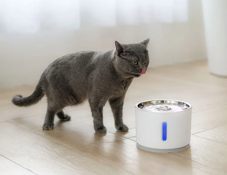 2.4L Automatic Pet Cat Water Fountain with LED Electric USB Dog Cat Pet Mute Drinker Feeder Bowl Pet Drinking Fountain Dispenser