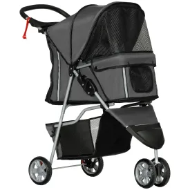 3 Wheel Pet Stroller for Small and Miniature Dogs Charcoal Grey