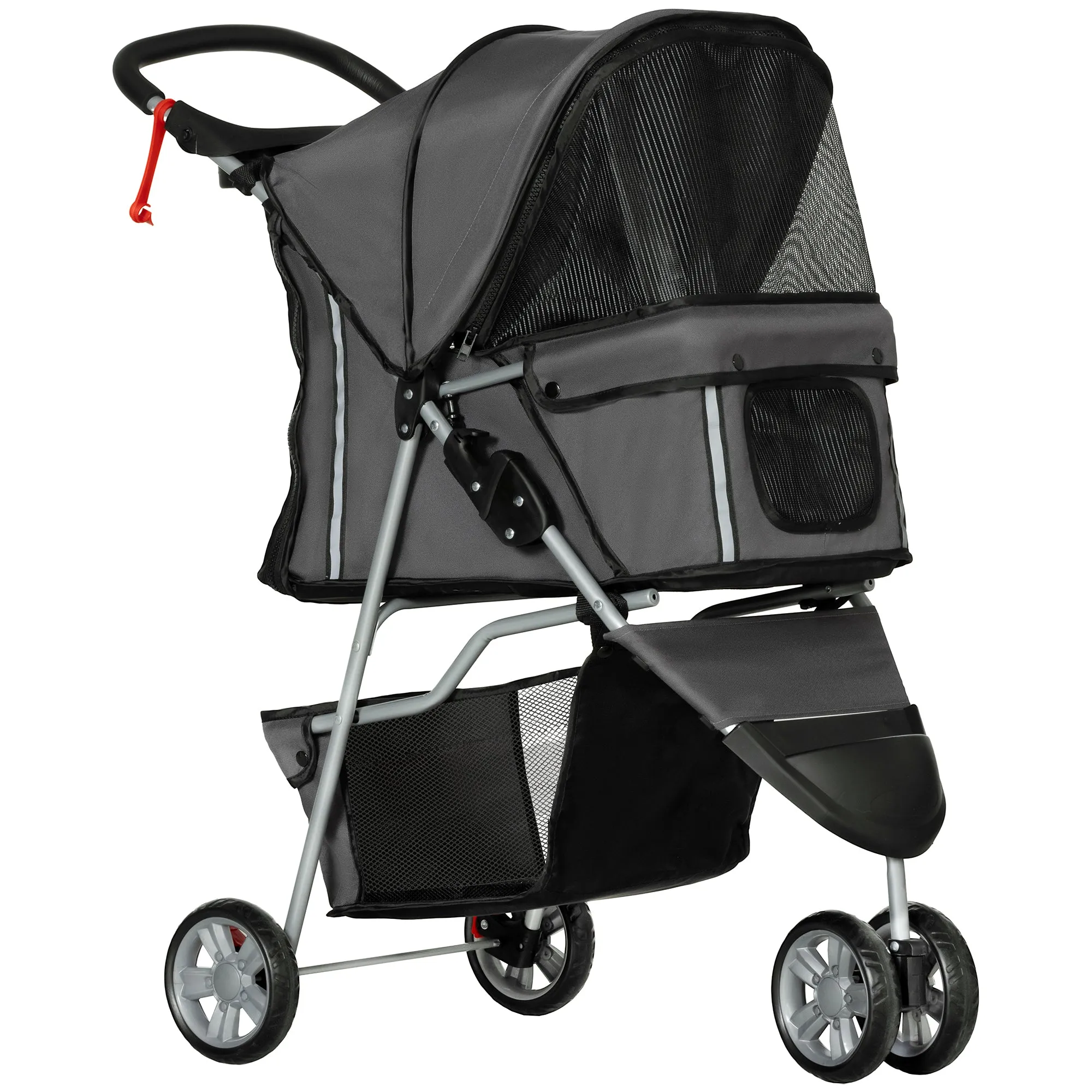 3 Wheel Pet Stroller for Small and Miniature Dogs Charcoal Grey