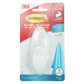 3M Command Damage-Free Hanging Wet & Dry Large Towel Hook 1pk WET17