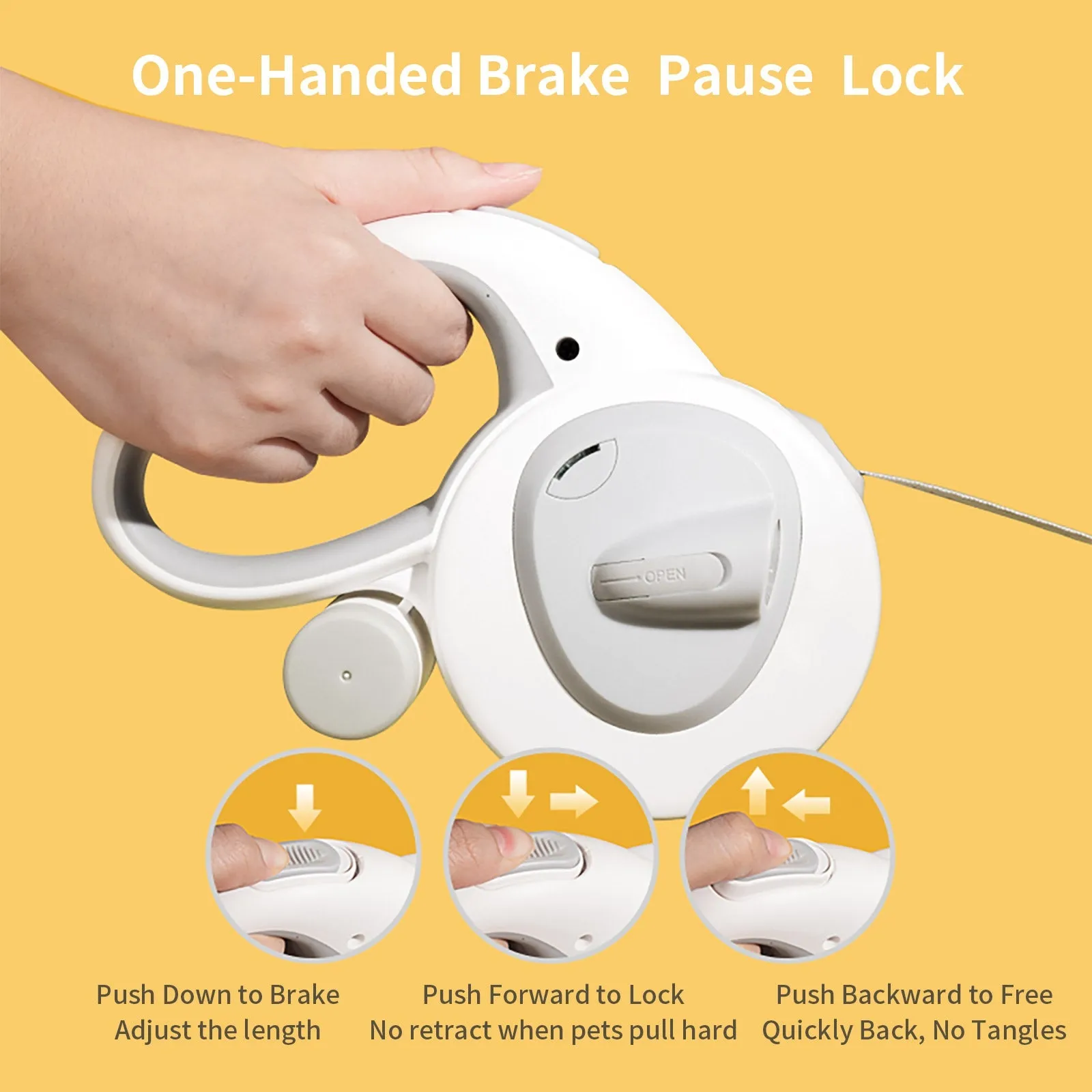 Aiitle Retractable Dog Leash with LED Flashlight White