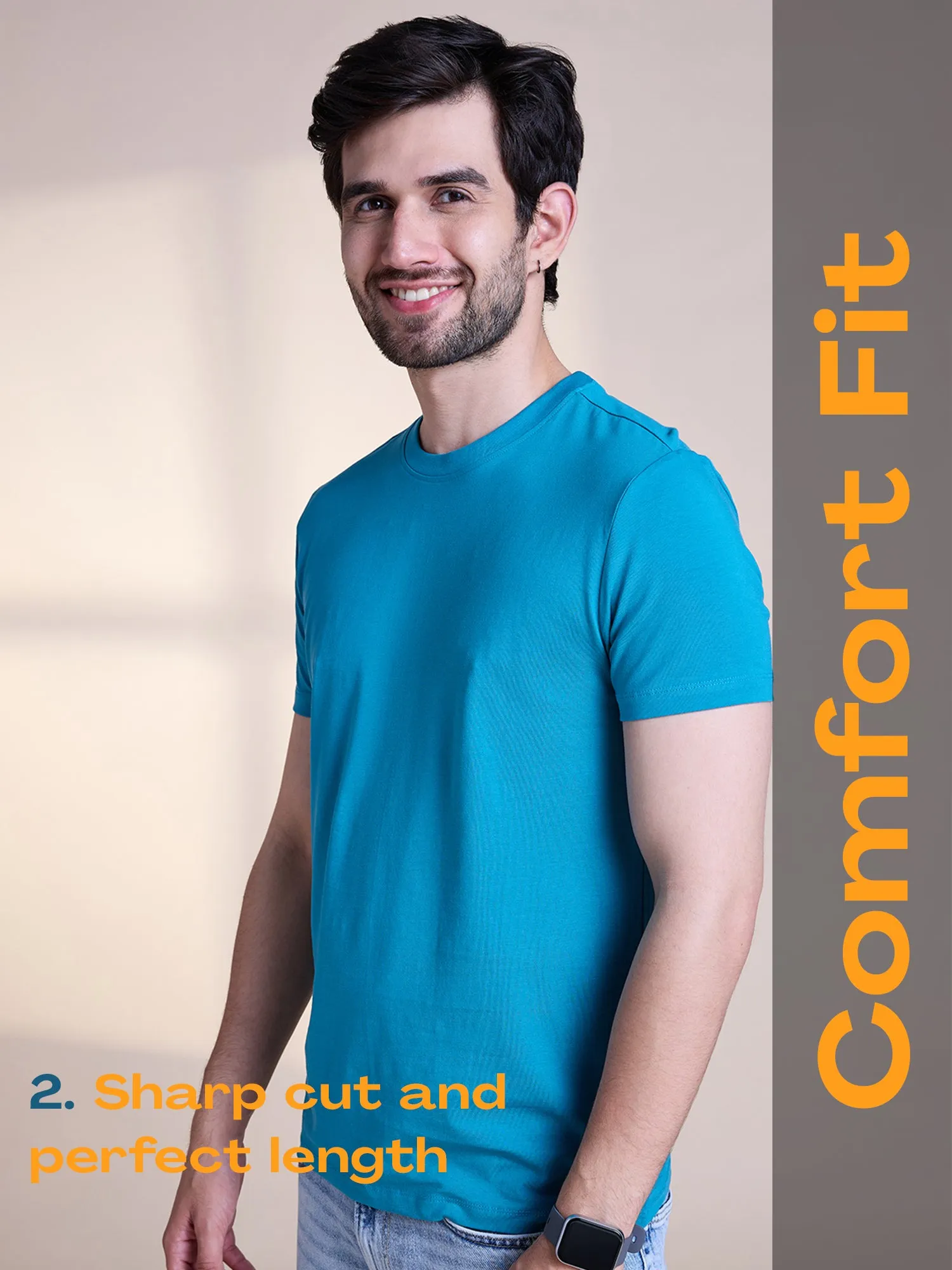 Anti Stain & Anti Odor Cotton Round Neck Tee - Biscay Bay