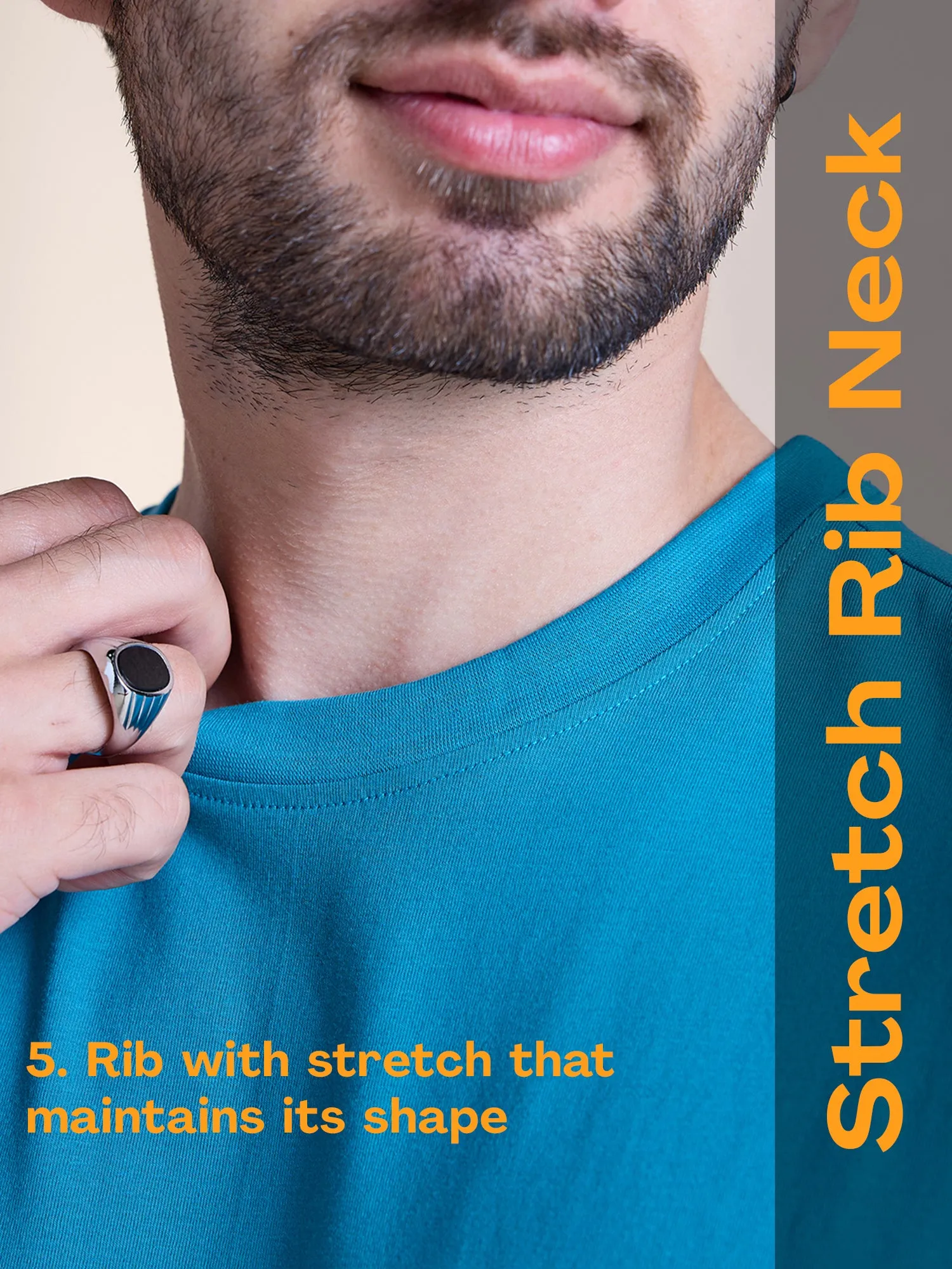 Anti Stain & Anti Odor Cotton Round Neck Tee - Biscay Bay
