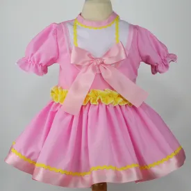 Baby Girl Dress - Spanish Style - Pink with Yellow Detailing