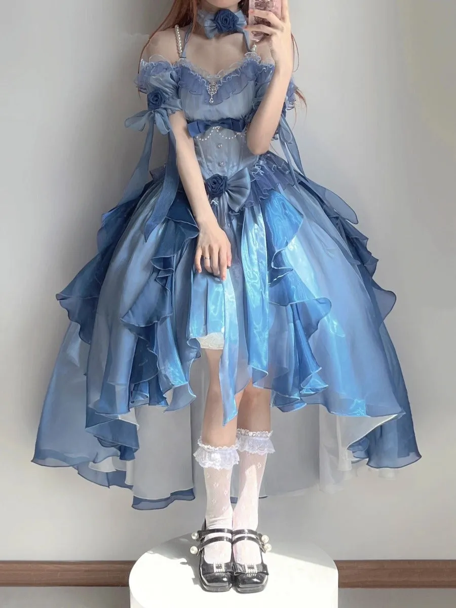 Blue Bow Lolita Long Princess Dress