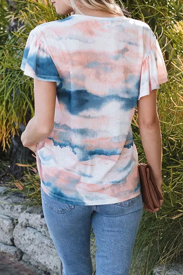 Casual Crew Neck Sunrise Print T-Shirt
