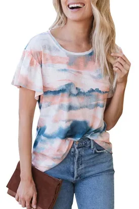 Casual Crew Neck Sunrise Print T-Shirt