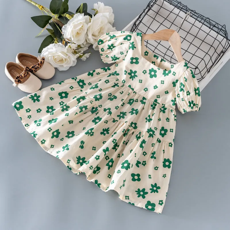 Cotton Floral Princess Dress for Girls | Western Style Skirt