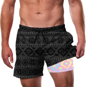 Cozople Men's Swim Trunks with Compression Liner 5.5" Inseam Quick Dry Bathing Suit Boxer Brief Lined Swim Shorts Swimwear