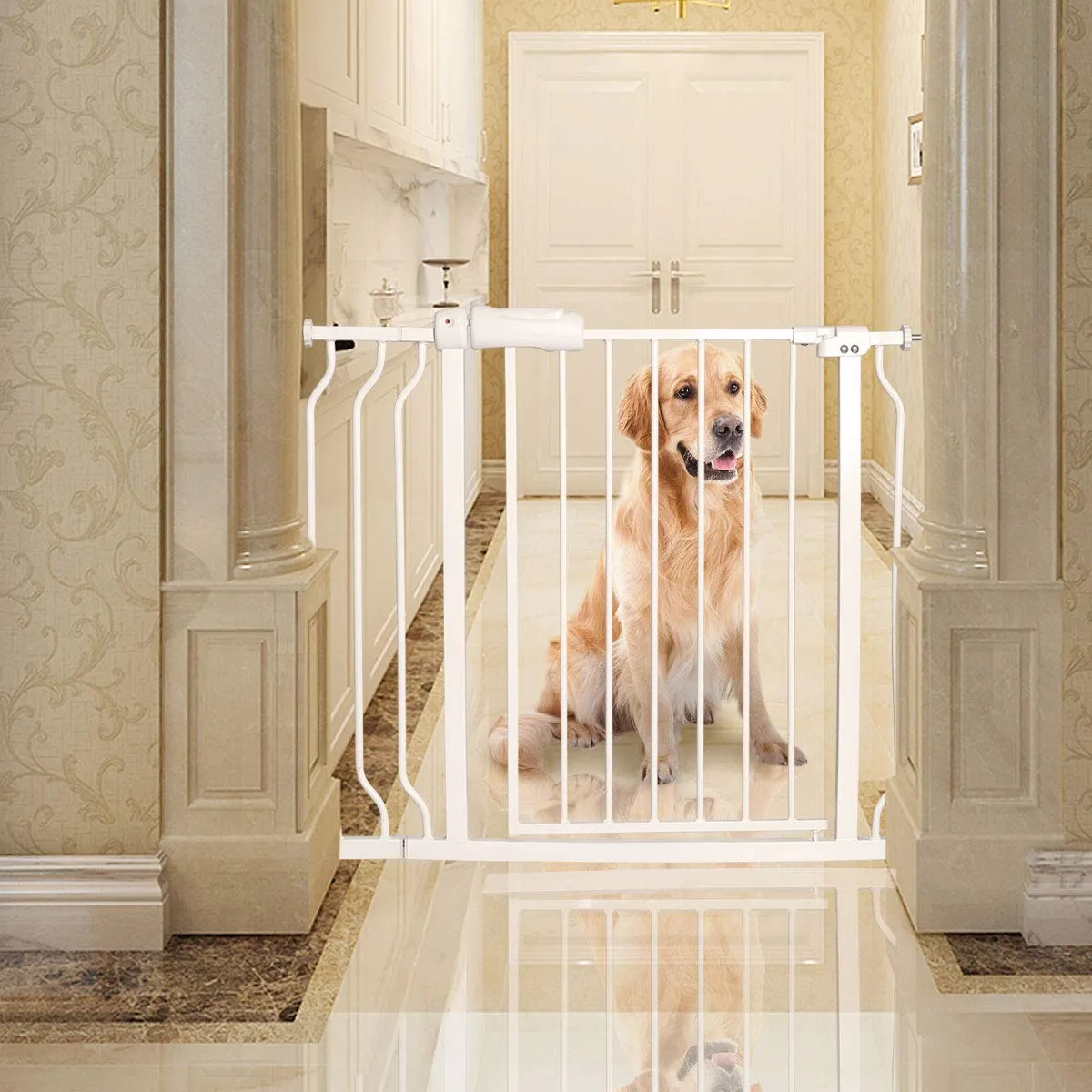 Dog Gate - Adjustable Metal Pet Fence - Safety