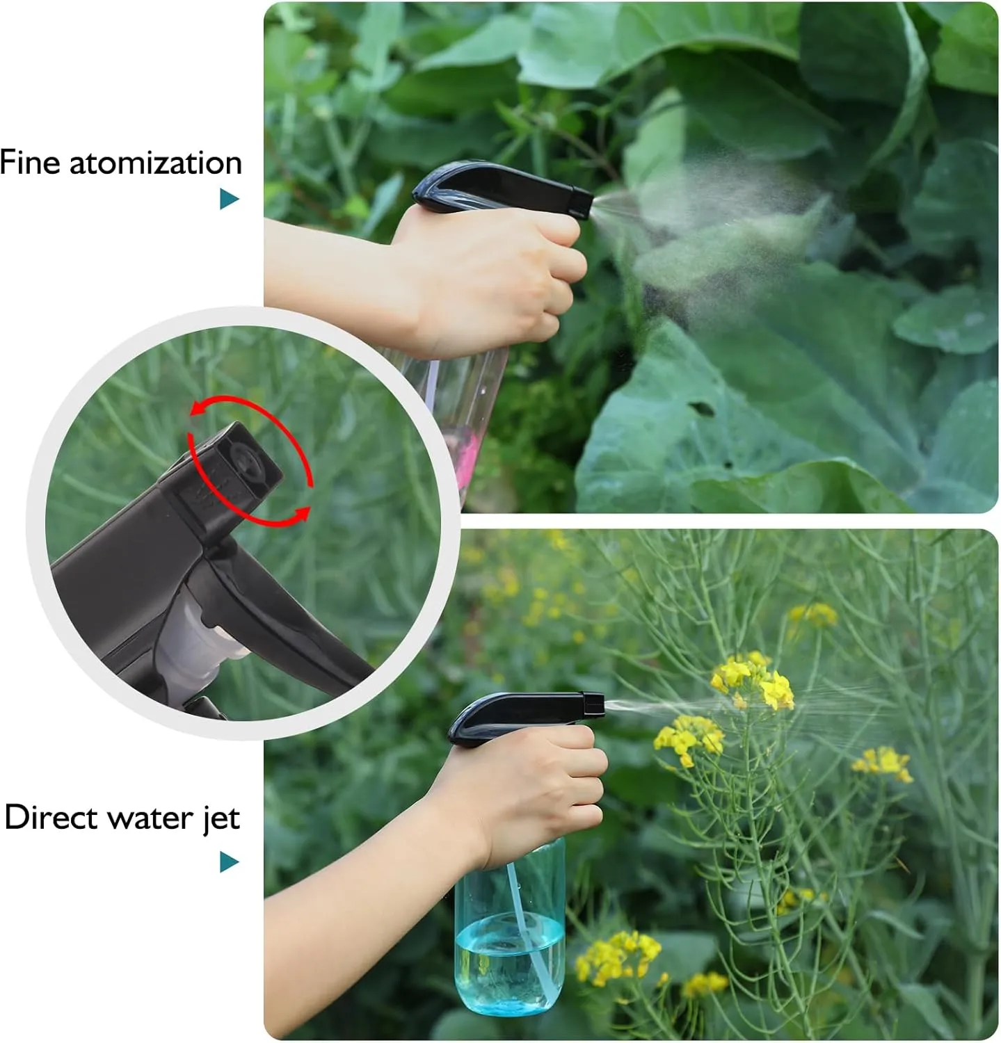 Empty Spray Bottles,10 oz Refillable Water Spray Bottle Adjustable Nozzle Mist/Stream Squirt Bottle for Hair Styling Watering Plants Cleaning Products