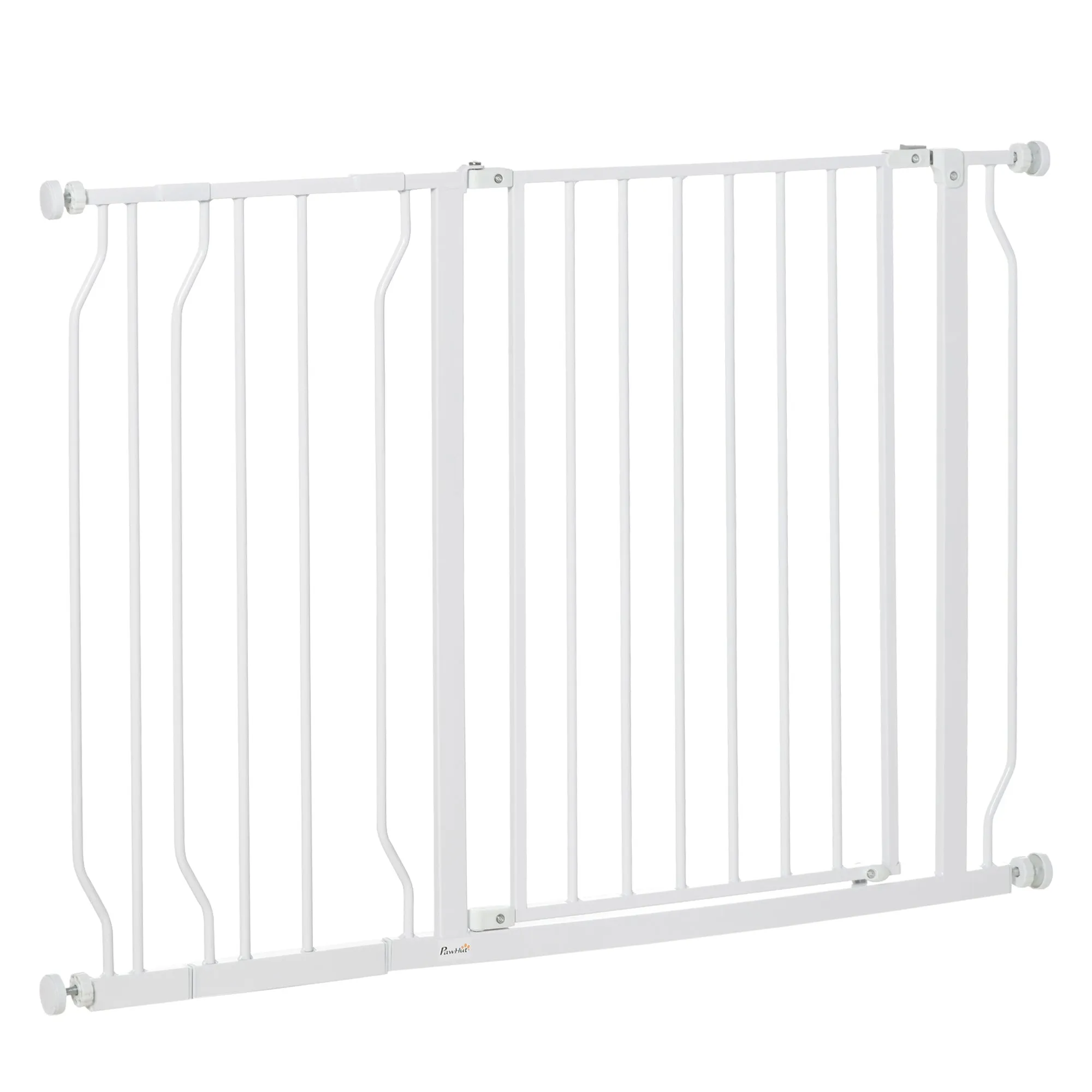 Expandable Dog Gate with Door pressure,75-115cm Doorway Pet Barrier Fence for Hallways Staircases White