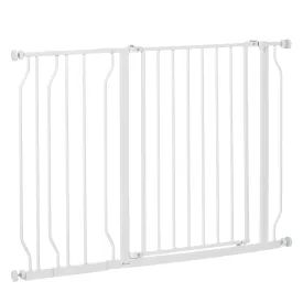 Expandable Dog Gate with Door pressure,75-115cm Doorway Pet Barrier Fence for Hallways Staircases White