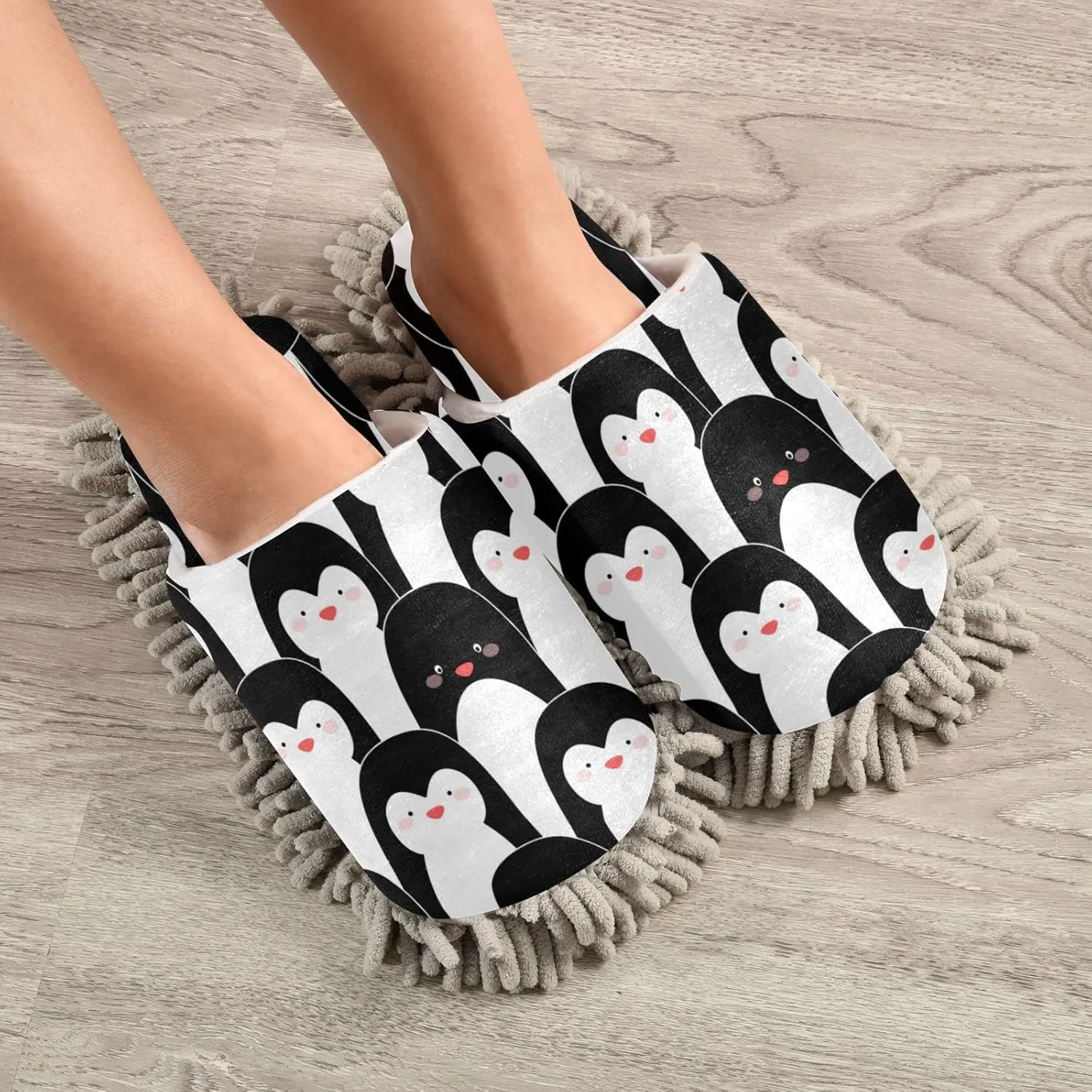 Fisyme Mop Slippers Soft Washable Microfiber Super Chenille Mopping House Home Shoes Mop Slippers for Floor Cleaning