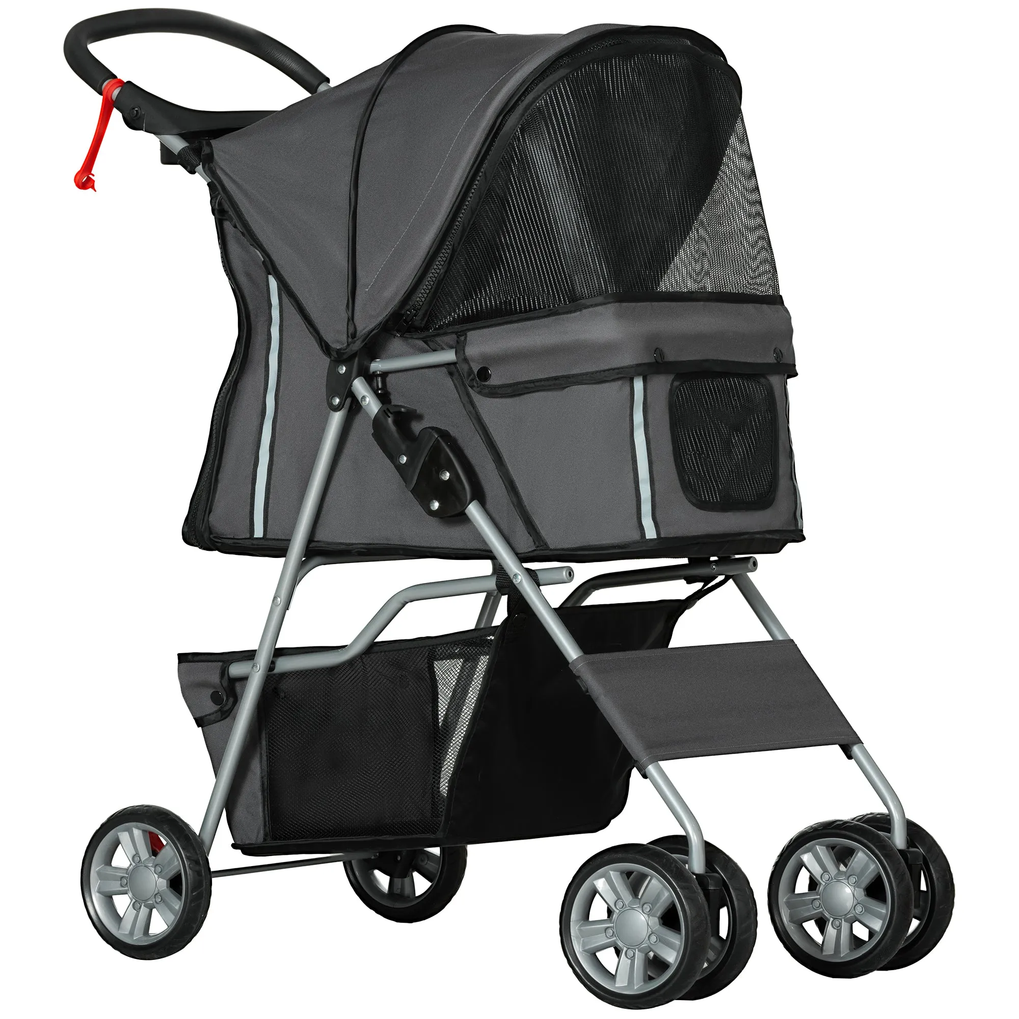 Foldable Pet Stroller for Small and Miniature Dog Dark Grey