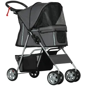 Foldable Pet Stroller for Small and Miniature Dog Dark Grey