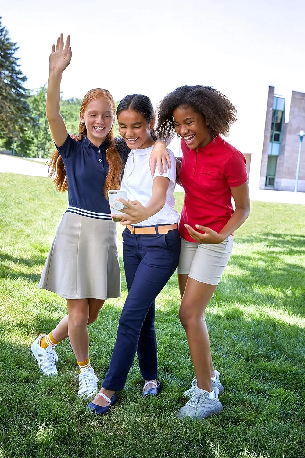 French Toast Girls' Big Pull-On Cotton Twill Shorts with Pockets