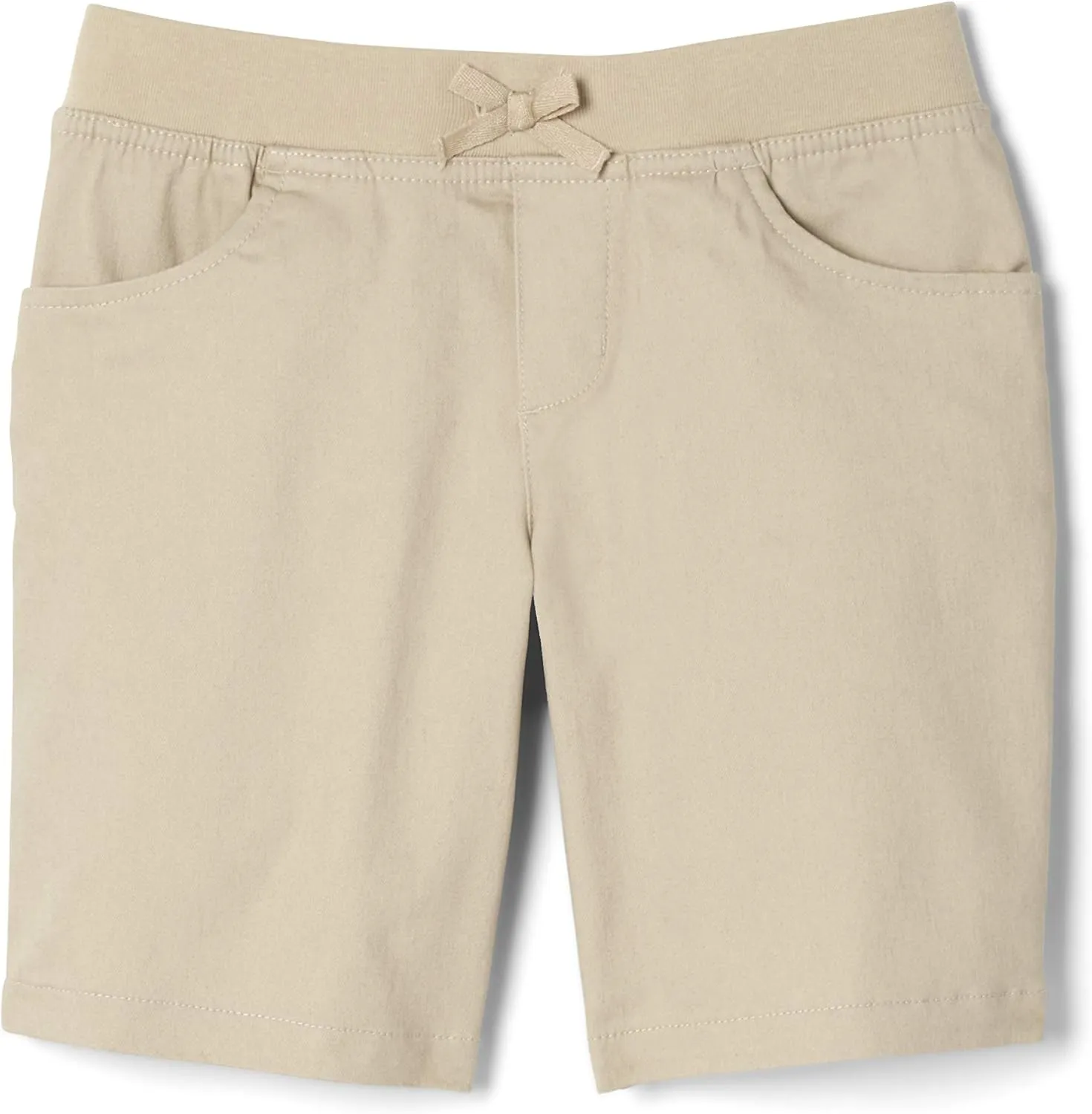 French Toast Girls' Big Pull-On Cotton Twill Shorts with Pockets