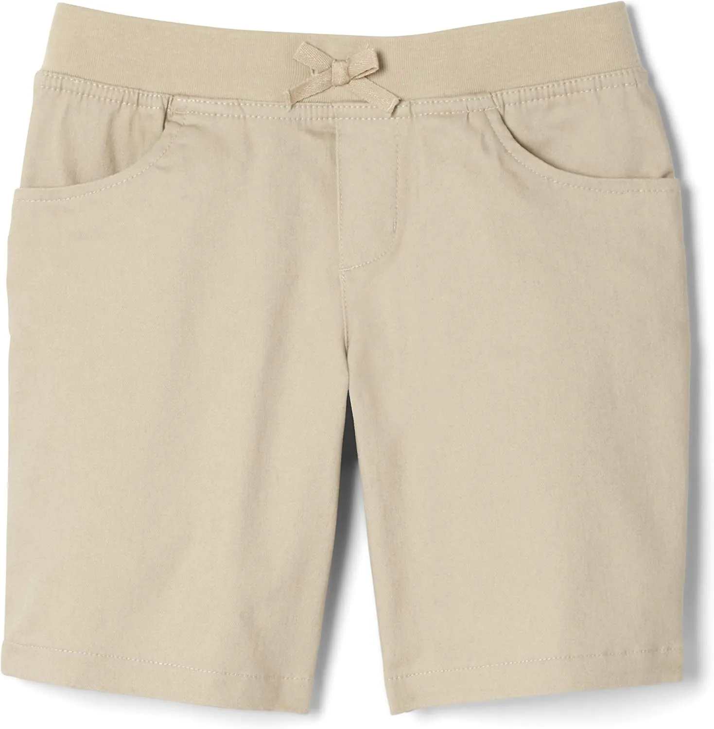 French Toast Girls' Big Pull-On Cotton Twill Shorts with Pockets
