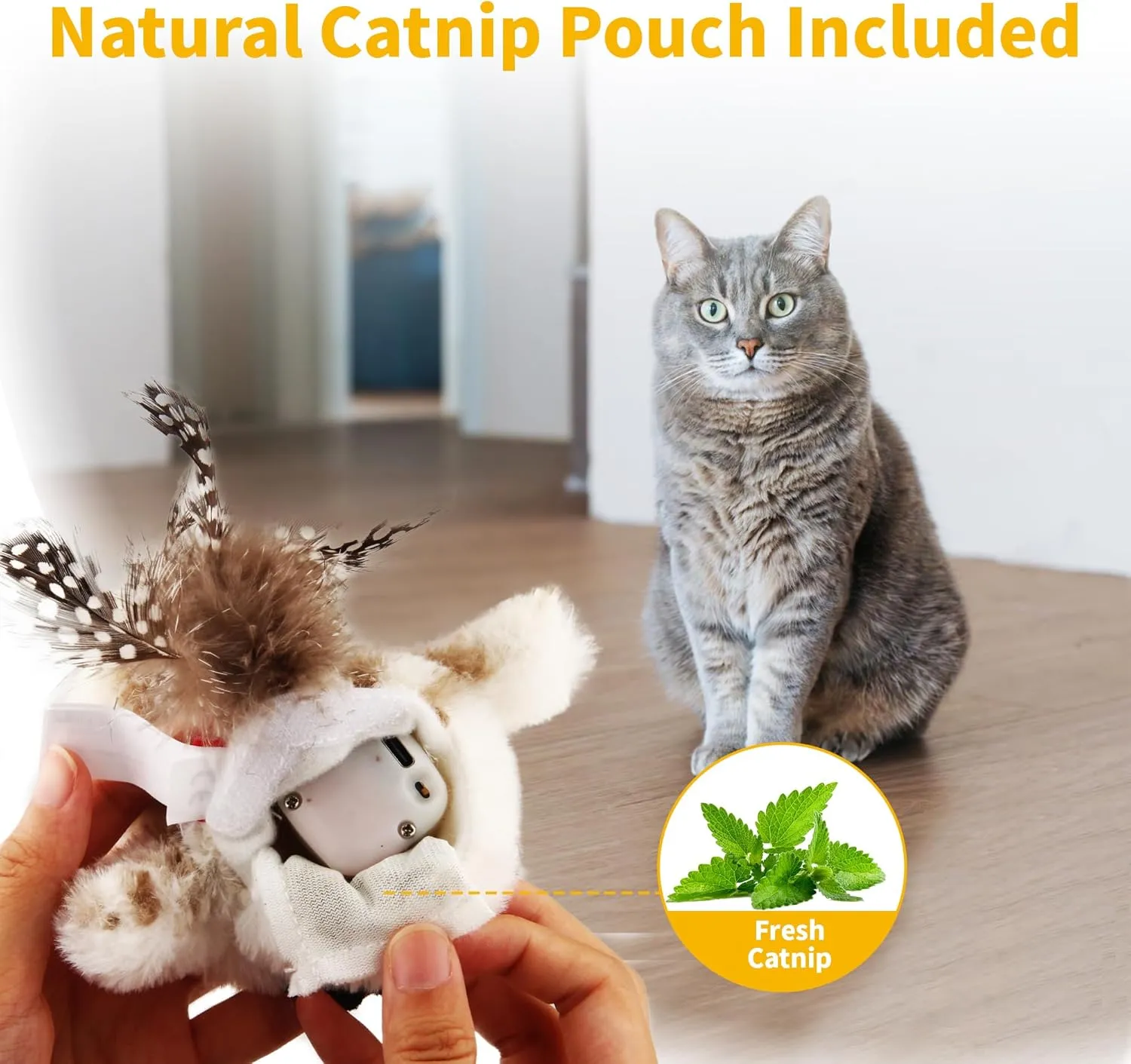 Gigwi Interactive Cat Toys for Indoor Cats, Flapping and Chirping Catnip Toys for Cat Exercise, Automatic Cat Toy with Beating Wings & Real Feather Tail, Rechargeable Cat Kicker Toy Prince & Princess