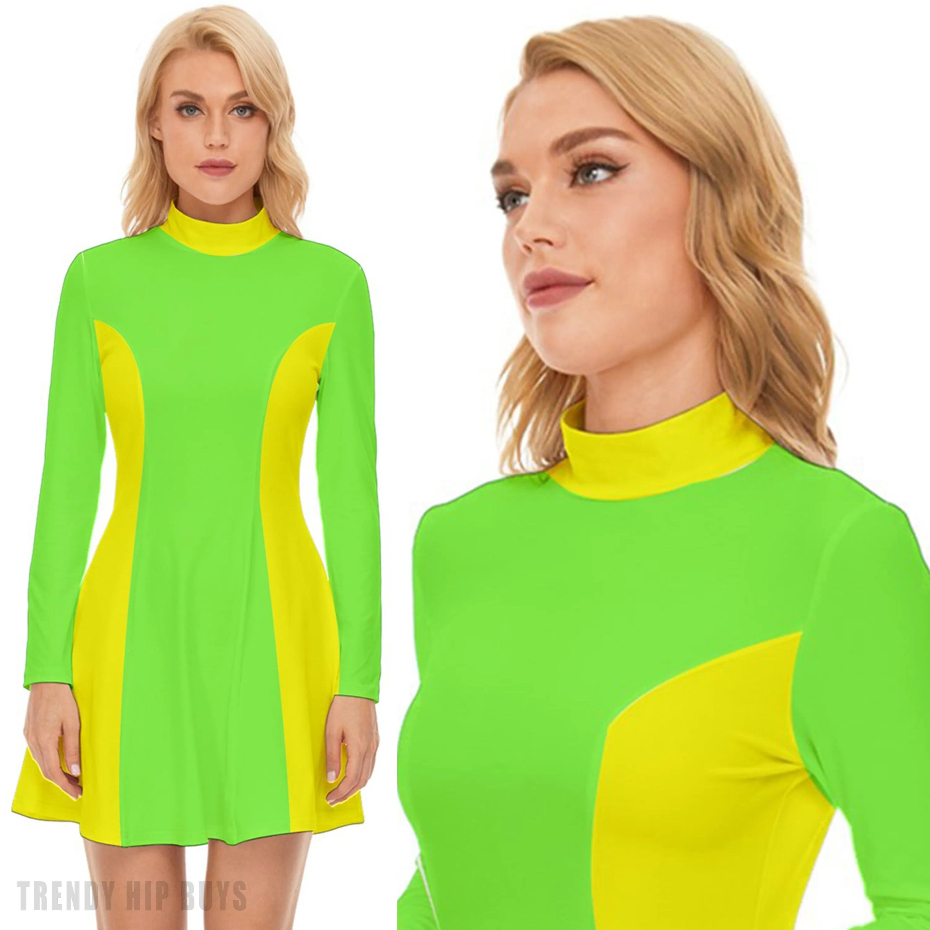 Green Neon Dress, 60s Dress Style, Mod Dress, Green Mod Dress, Color Block Dress, GOGO Dress, 60s style dress, 60s mini dress, Retro Dress