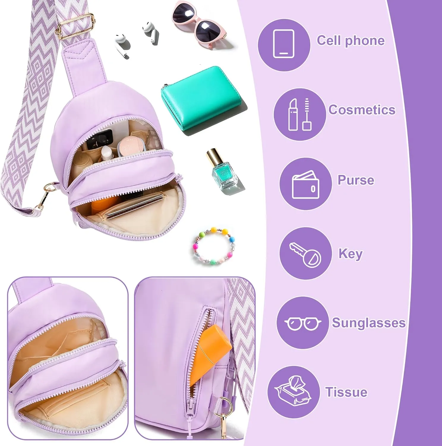 I IHAYNER Small Initial Sling Bag for Girls Fashion Waist Pack for Women Cute Crossbody Fanny Pack Personalized Girl Gifts (Purple-E??