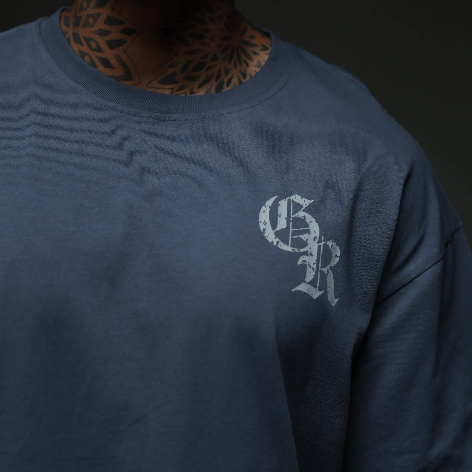 Initial Tee - Faded Blue