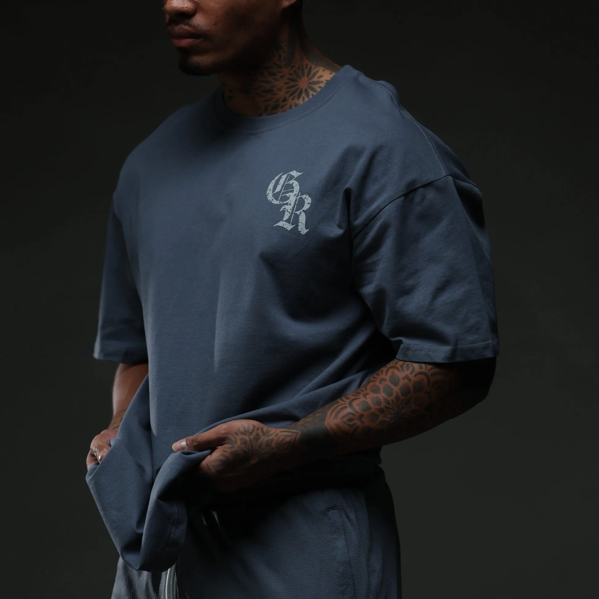 Initial Tee - Faded Blue