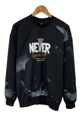 Men's Black Graphic Long Sleeves Sweatshirt Regular Fit