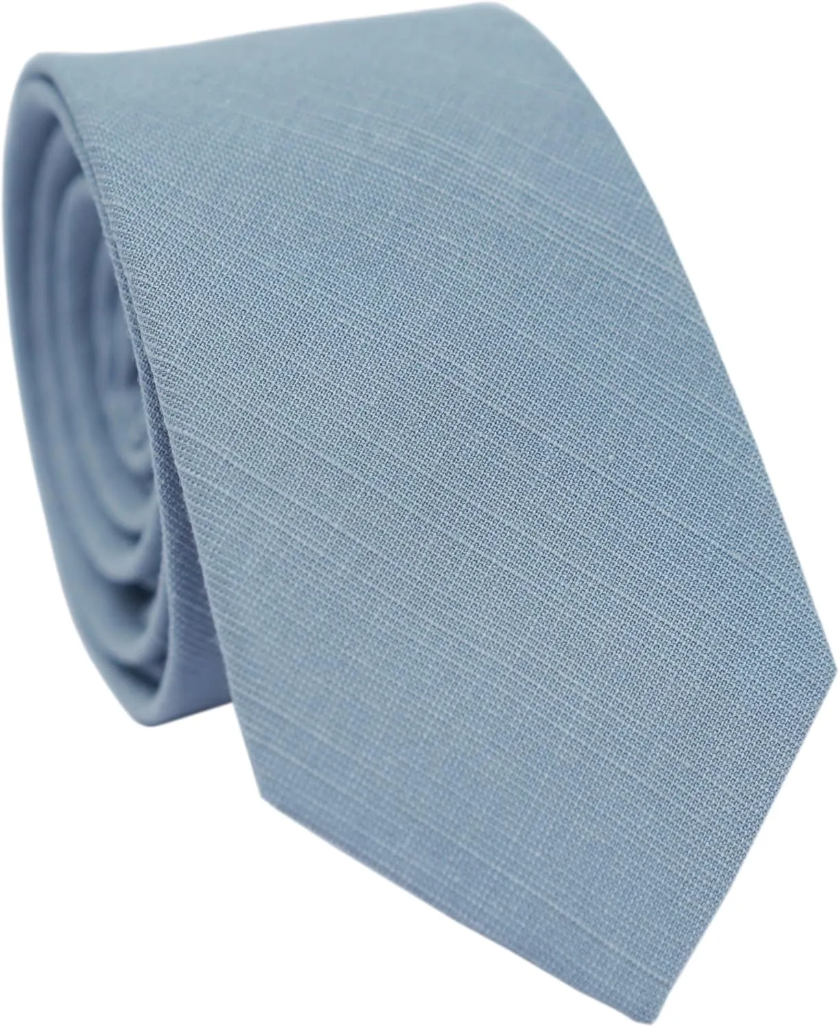 Men's Skinny Ties, Cotton Linen Blend 2.5 inch Solid Neckties