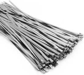 Metal Zip Ties (100PCS 11.8 Inch), 304 Stainless Steel, Heavy Duty Self-locking Cable Ties, for Exhaust Wrap, Chain Link Fence Parts, Wire Fence Rolls, Poultry Fence Outdoor.
