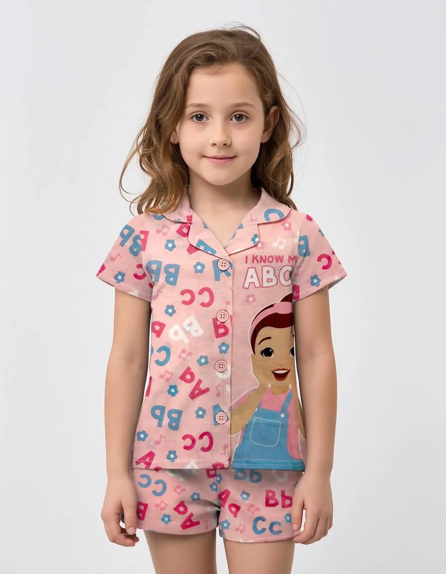 Ms. Rachel Girls Pajama Set - 2 Piece Cozy Girls Pjs, Button Down Short Sleeve & Shorts For Toddler Kids - Official Product
