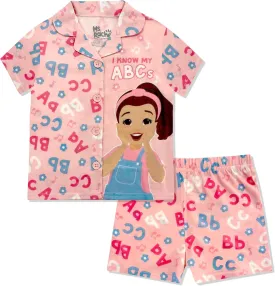 Ms. Rachel Girls Pajama Set - 2 Piece Cozy Girls Pjs, Button Down Short Sleeve & Shorts For Toddler Kids - Official Product