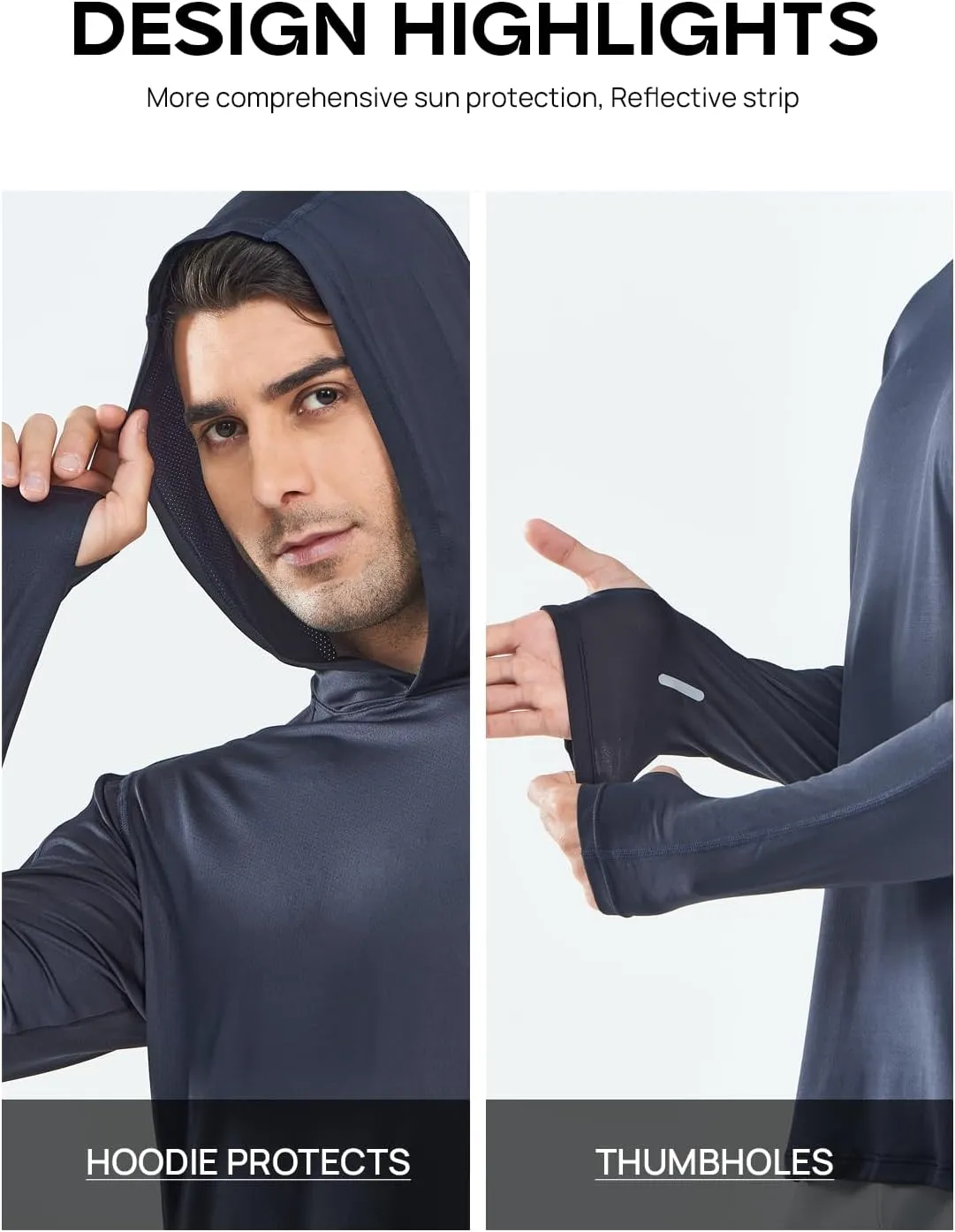 NORTHYARD Men's Sun Protection Hoodie Shirts Long Sleeve UPF 50  Rash Guard Swim Fishing Lightweight SPF UV Shirt with Hood