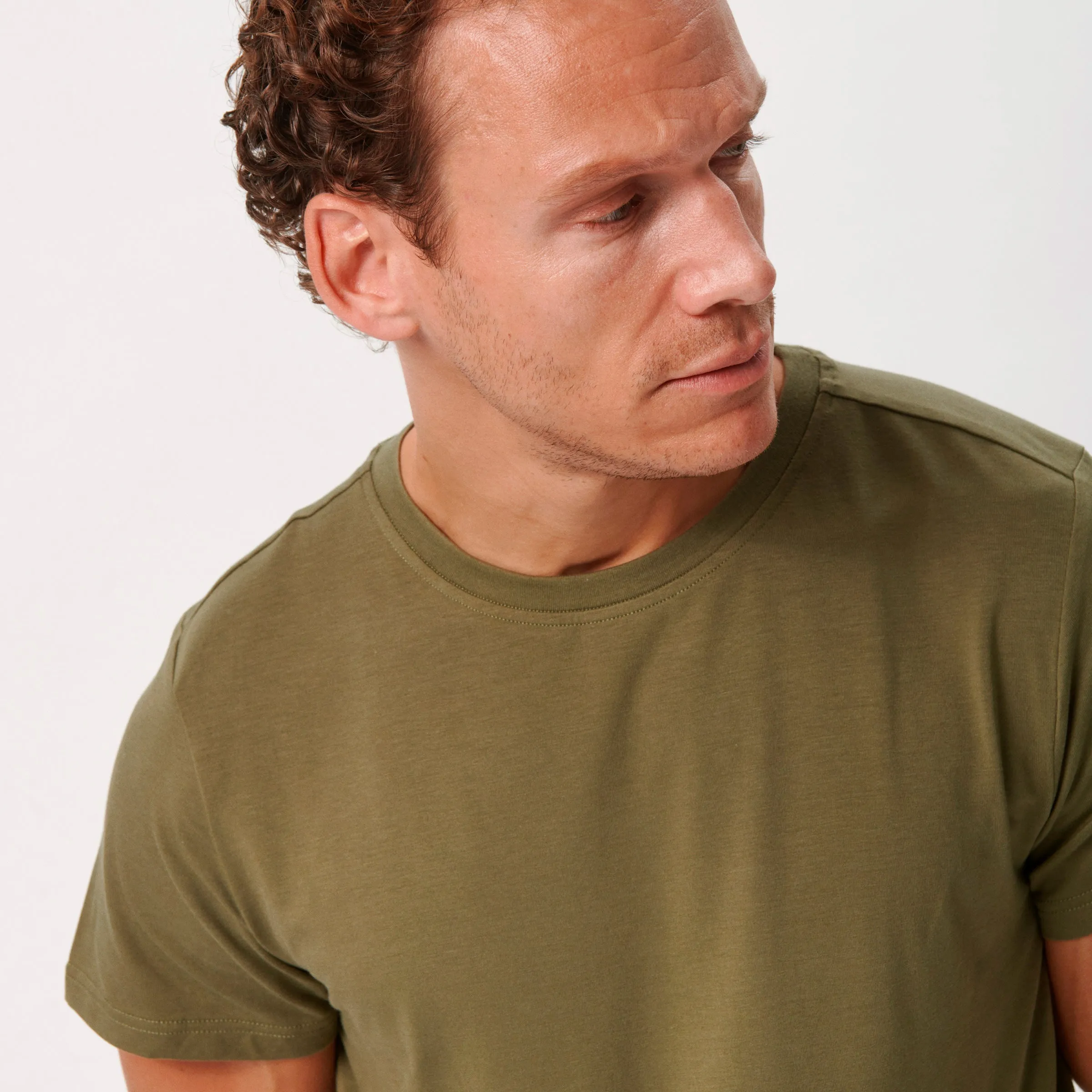 Oliven crew neck bambus T-shirt