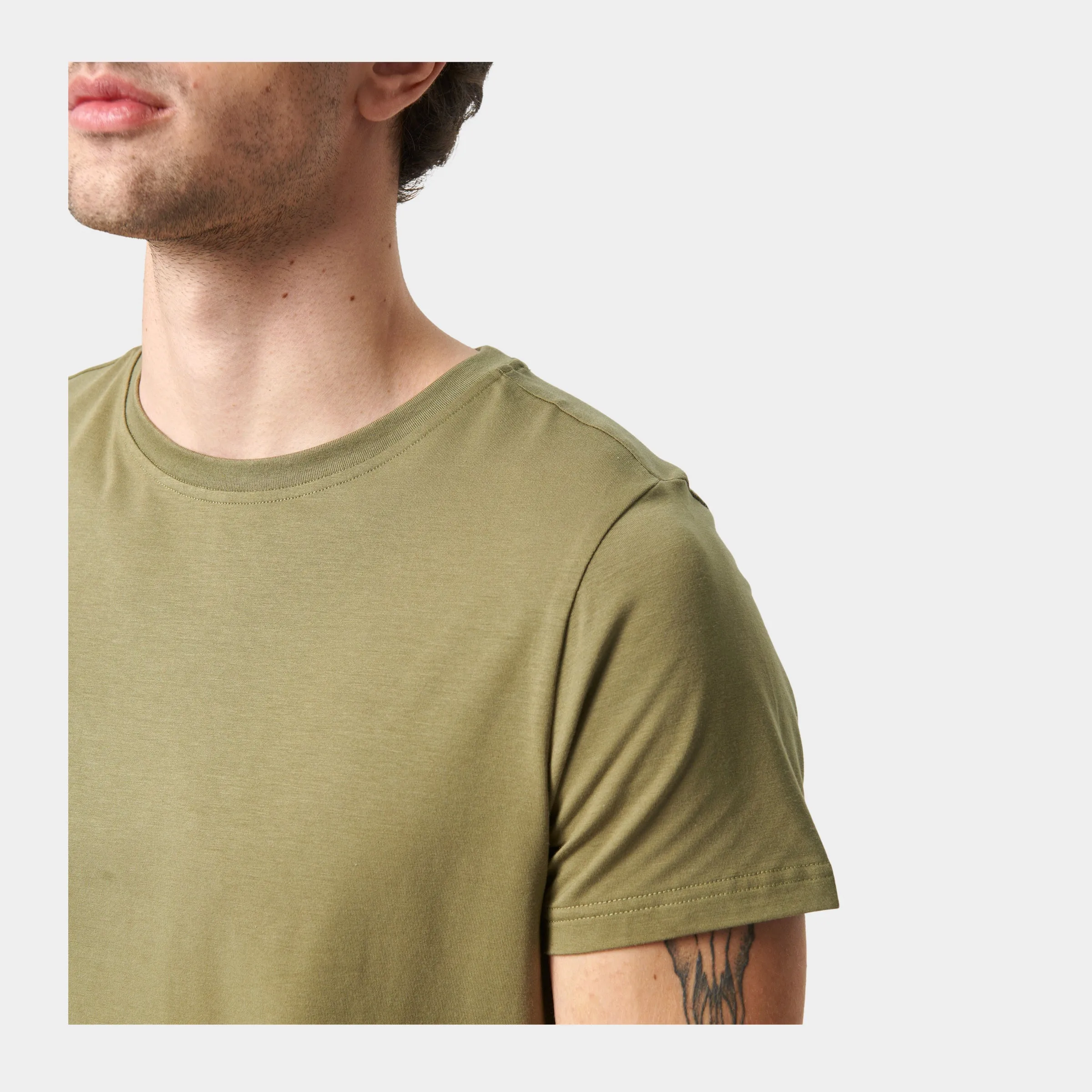 Oliven crew neck bambus T-shirt