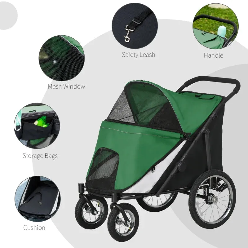 PawHut 197V Large Foldable 4-Wheel Pet Stroller Incl. Removable Cushion