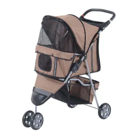 Pet Travel Stroller Coffee Three Wheels