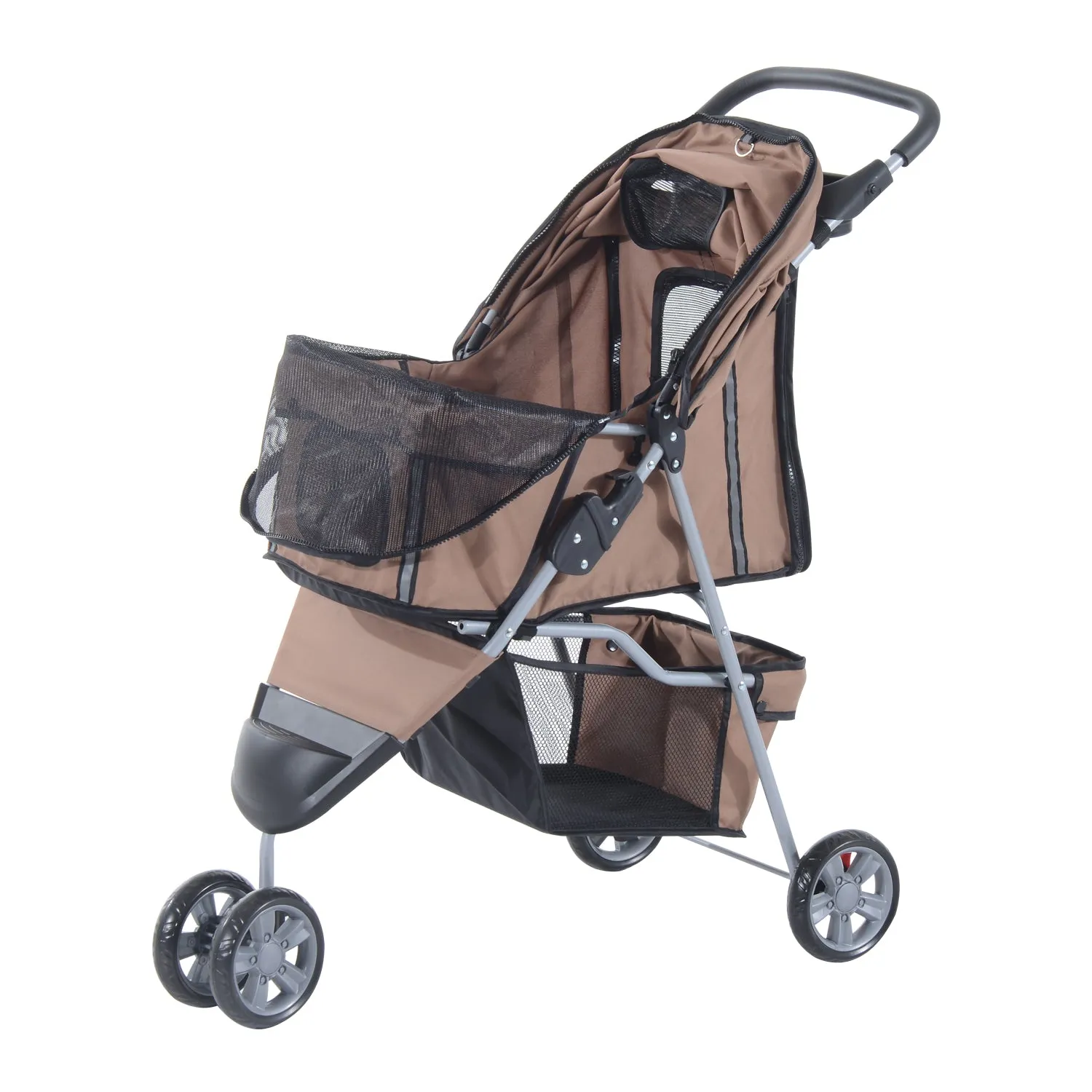 Pet Travel Stroller Coffee Three Wheels