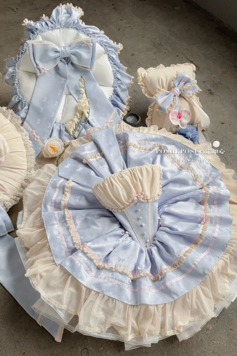 POSHEPOSE Princess blue with big butterfly blue and white