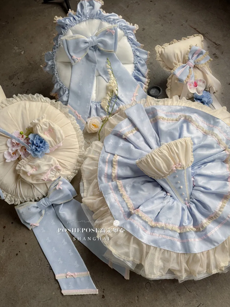 POSHEPOSE Princess blue with big butterfly blue and white