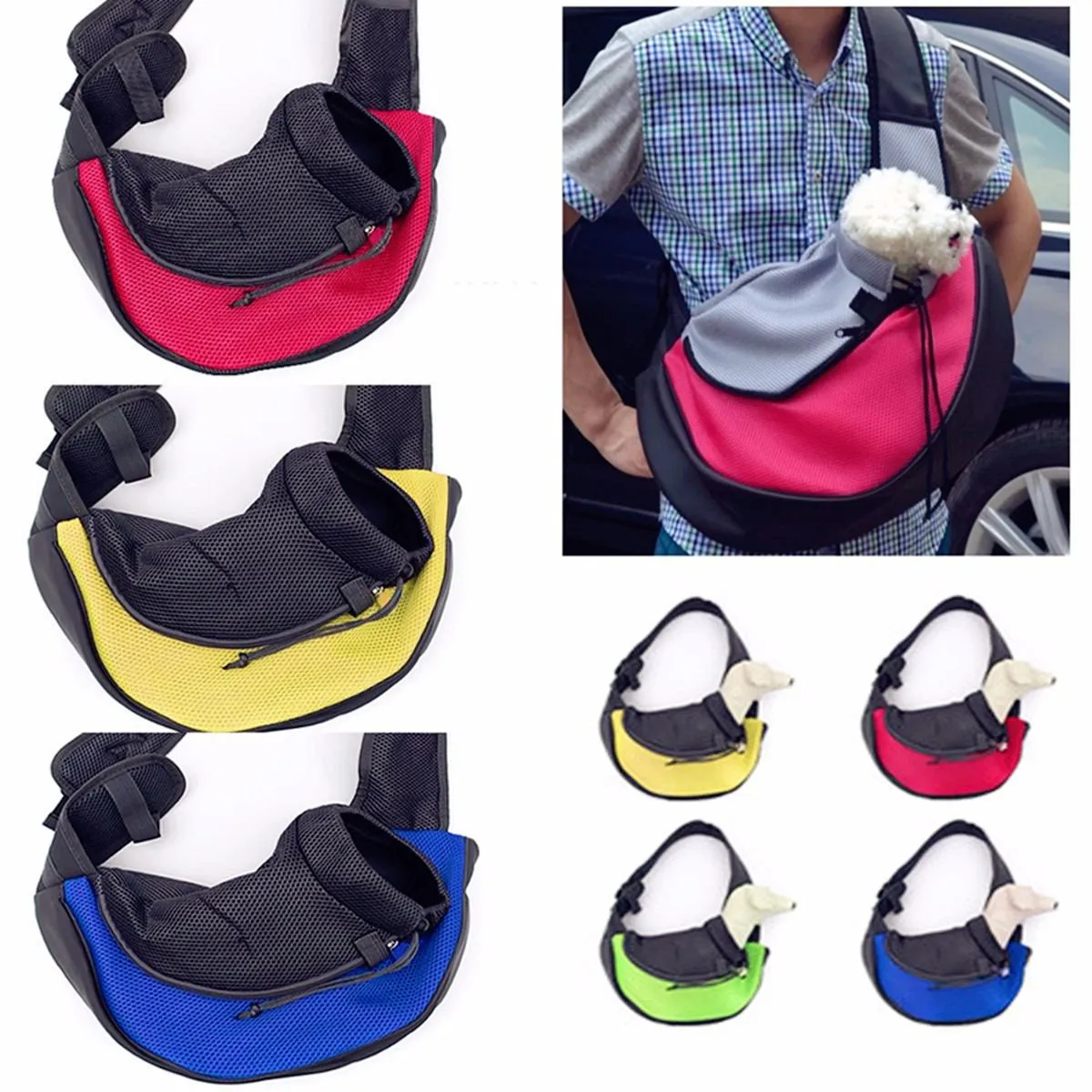 Sidiou Group Pet Dog Cat  Carrier Mesh Sling Backpack Travel Tote Shoulder Bag Carrier Backpack