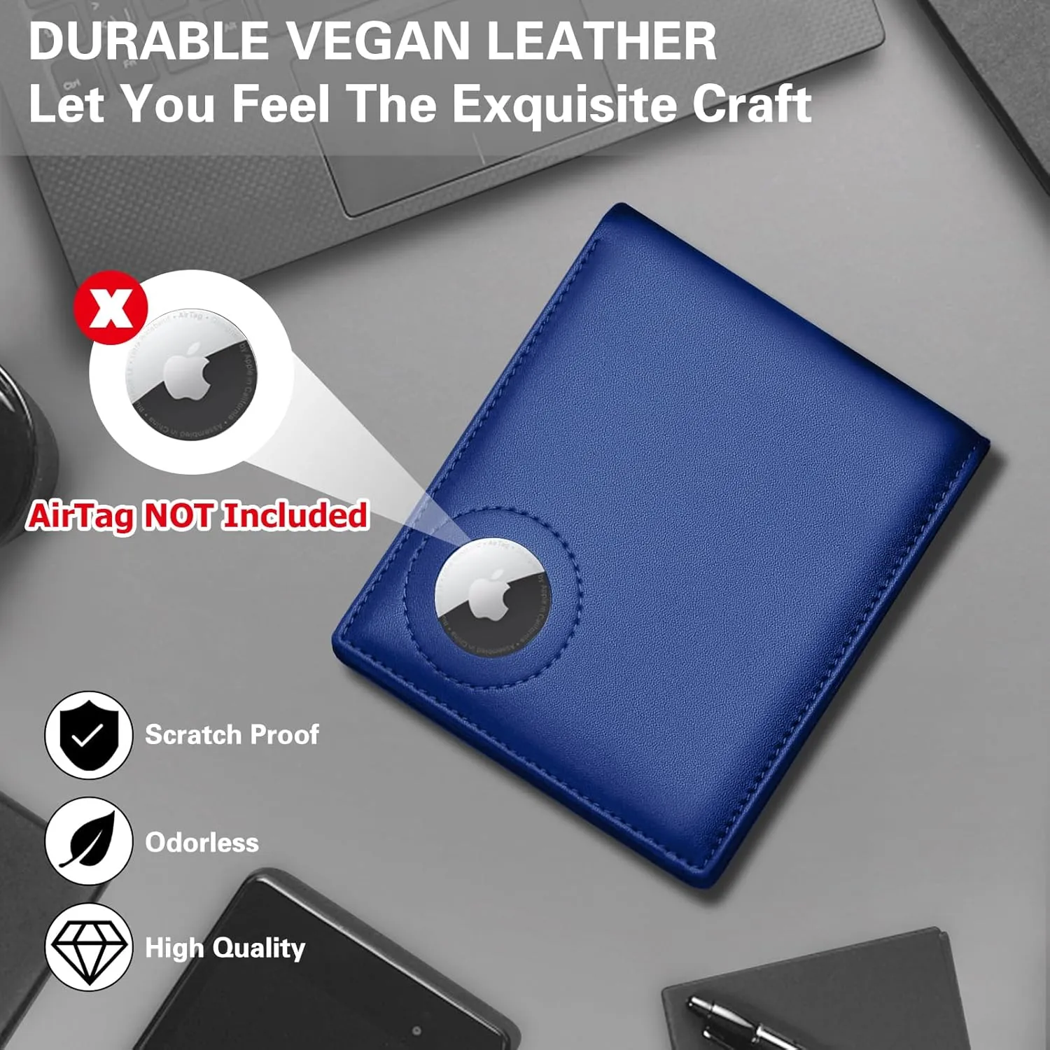 Slim Leather Wallet for Men Airtag Hidden, Large Bifold Mens Wallet RFID Blocking with ID Windows, Credit Card Holder for Men Wallet