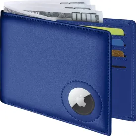 Slim Leather Wallet for Men Airtag Hidden, Large Bifold Mens Wallet RFID Blocking with ID Windows, Credit Card Holder for Men Wallet