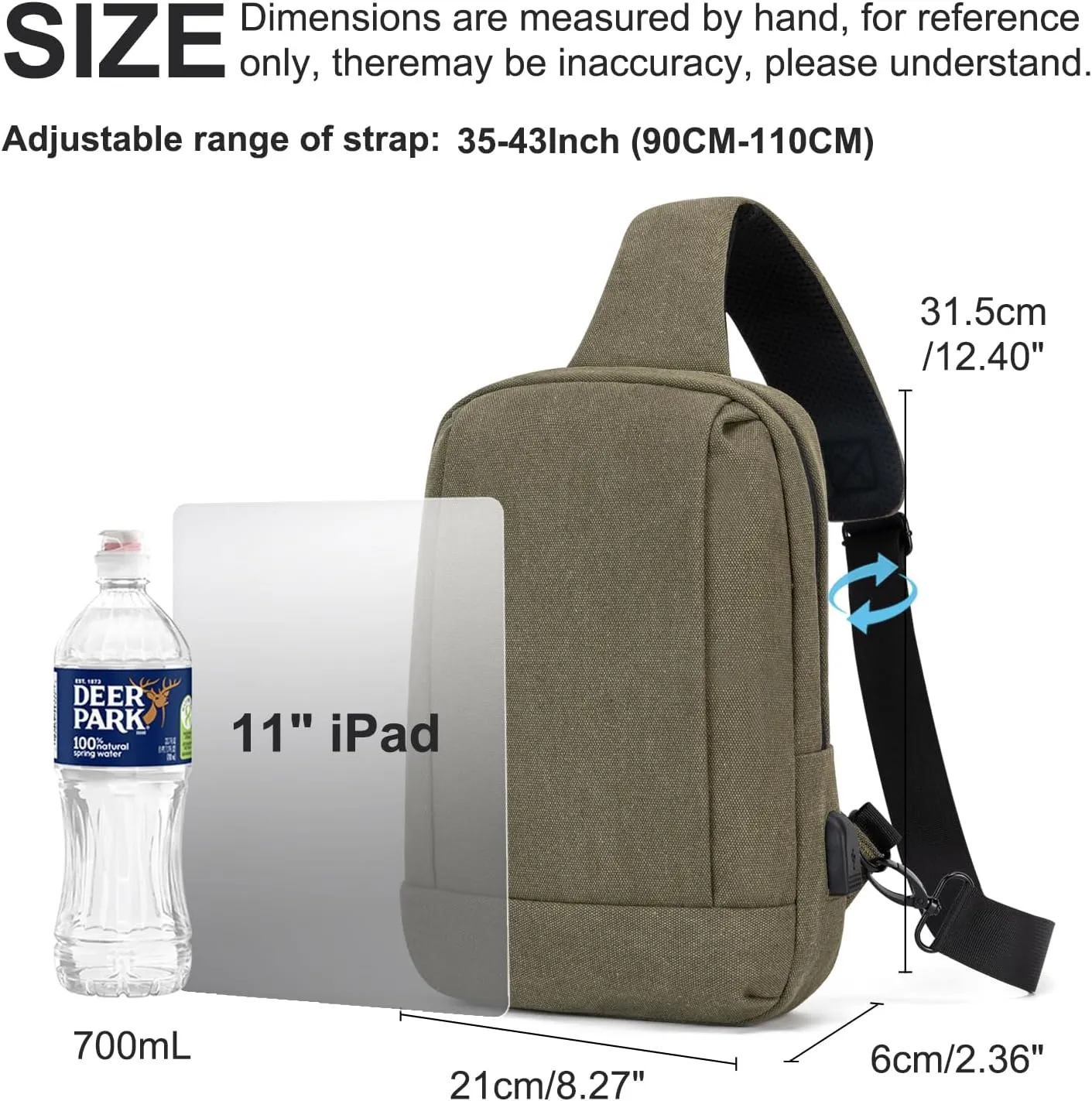 Sling Bag Crossbody Bag Men with USB Charging Port Small Messenger Bag Cross Body Shoulder Bag Sling Backpack Women