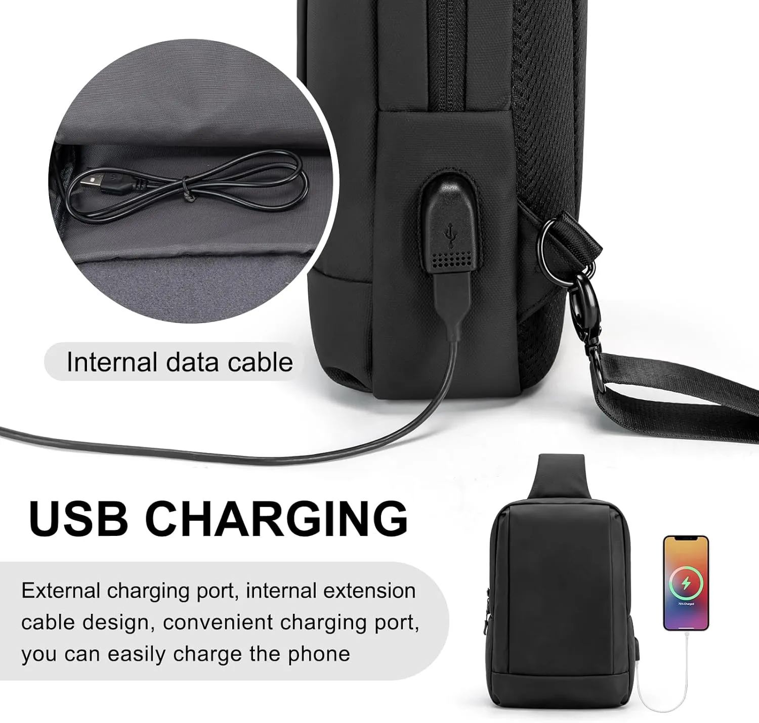 Sling Bag Crossbody Bag Men with USB Charging Port Small Messenger Bag Cross Body Shoulder Bag Sling Backpack Women